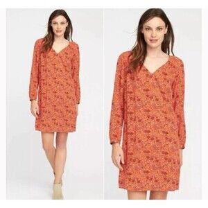 Old Navy Floral V-Necked Smocked Shift Short Dress Size Large